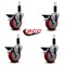 Service Caster 4'' Red Poly Swivel 1-1/8'' Expanding Stem Caster Set with Brake, 4PK SCC-EX20S414-PPUB-RED-PLB-118-4 - alternate 4